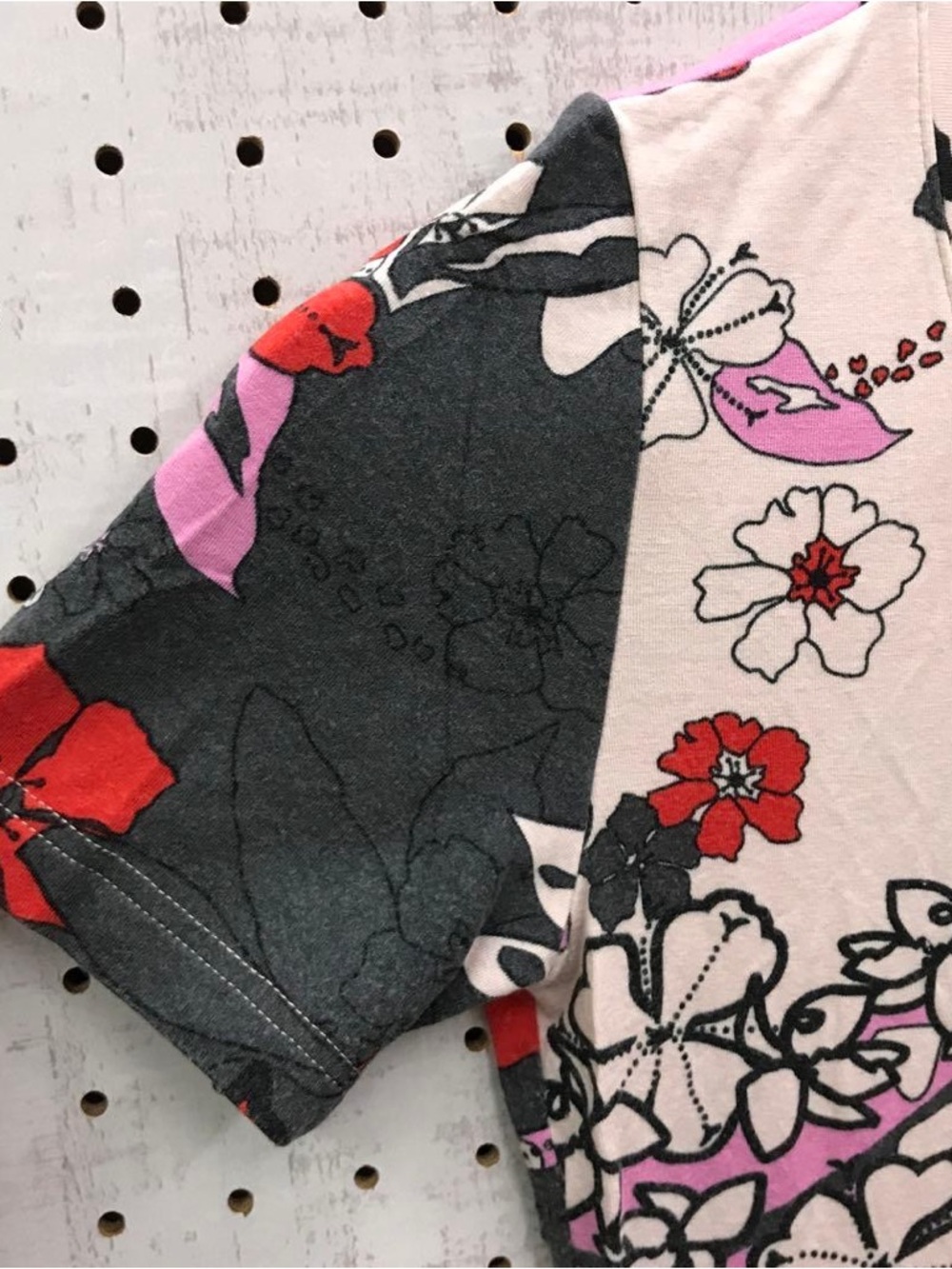 Christian Lacroix Bazar Floral Tee in Red, Pink & Gray - Picture 5 of 12